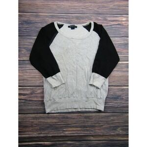 French Connections Womens Small Gray Black Crewneck Long Sleeve Shirt